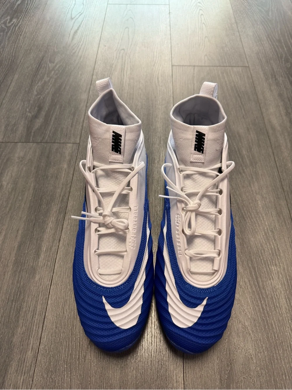 Nike Alpha Menace 5 Pro White Blue Football Cleats Men’s Size 15 HV7020-100 New